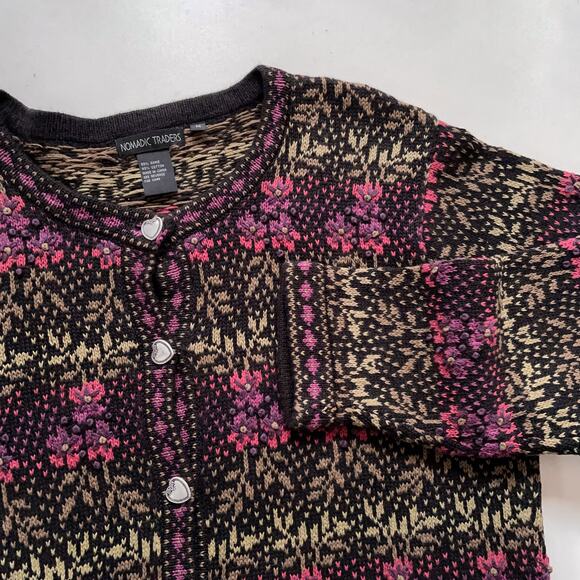 Vintage Whimsigoth Cardigan Sweater Grunge Romantic Folk Cottagecore Boho M - Picture 2 of 12